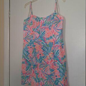 NWT Lilly Pulitzer Shelli Stretch Dress Multi Tropical Punch Sz 14 Style 005647